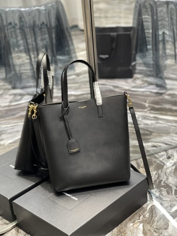 YSSL Shopping Bag Black Toy In Supple For Women 11in/28cm YSL 600307CSV0J1000 - Image 2
