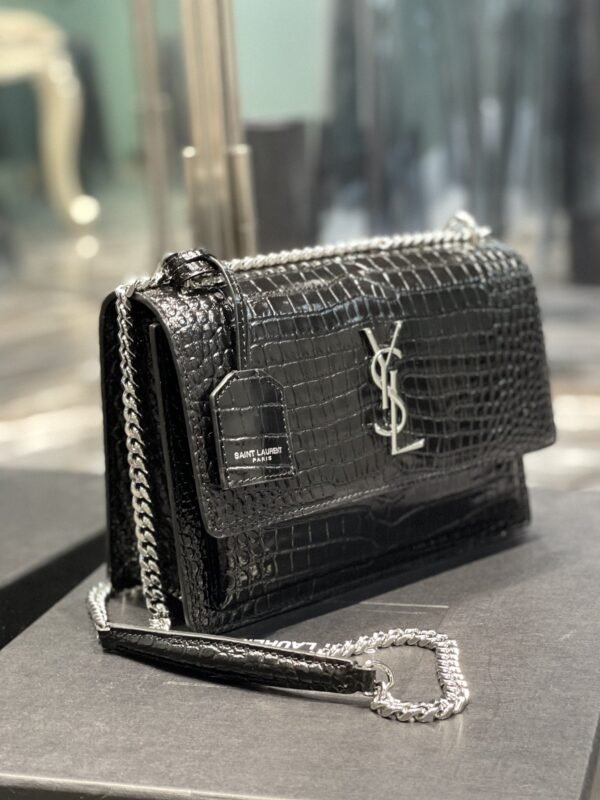 YSSL Sunset Medium Chain Bag Black For Women 8.6in/22cm YSL 442906DND0U1000 - Image 2