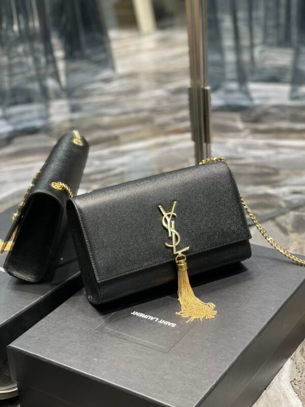 YSSL Kata Medium Chain Bag Black With Tassel For Women 9.4in/24cm YSL 354119BOW0J1000 - Image 2