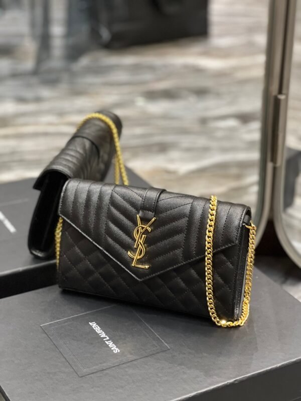 YSSL Envelope Small Chain Bag Black For Women, Women’s Bags 8.6in/22cm YSL - Image 4