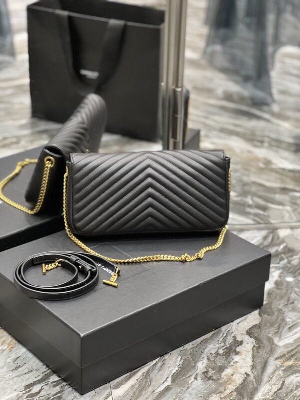 YSSL Kata 99 Chain Bag Black With Gold Hardware For Women 10.2in/26cm YSL - Image 3