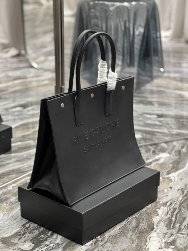 YSSL Rive Gauche Small Tote Bag In Black Noir For Women 15.4in/39cm YSL 686266CWTFE1000 - Image 3