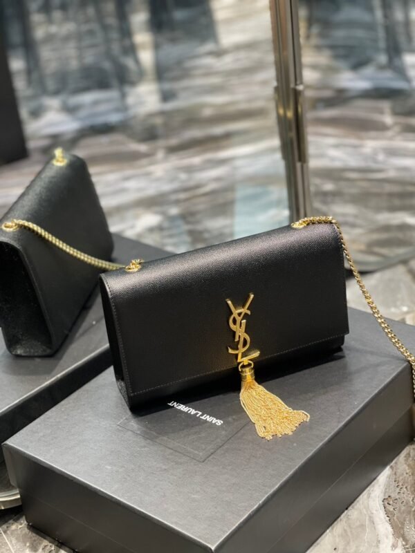 YSSL Kata Medium Chain Bag Black With Tassel For Women 9.4in/24cm YSL 354119BOW0J1000 - Image 3