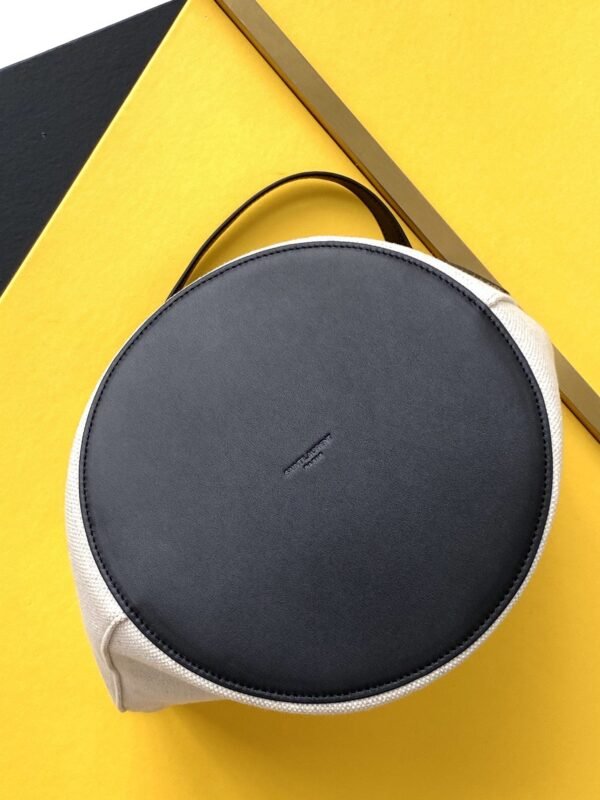 YSSL Rive Gauche Bucket Bag In Linen With Black Strap For Women 11.4in/30cm YSL 669299FAAAZ9024 - Image 4