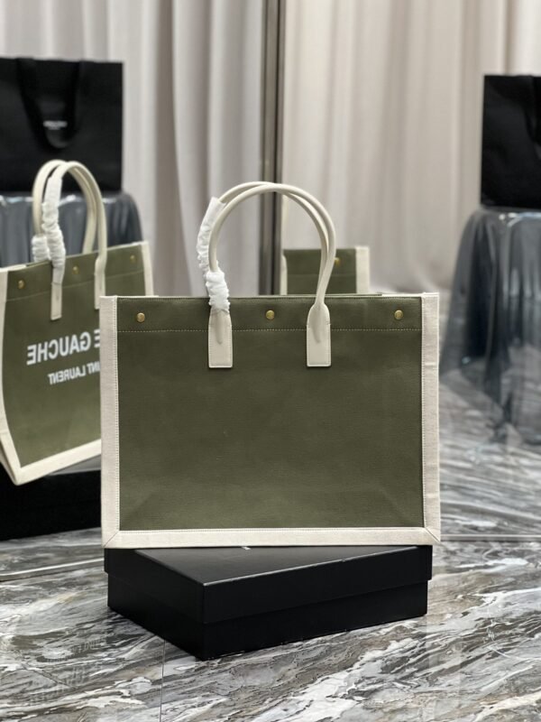YSSL Rive Gauche Tote Bag In Military Green For Women 18.9in/48cm YSL - Image 4