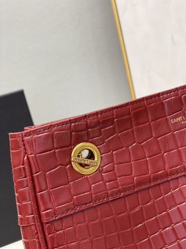 YSSL Claude-Effect Tote Bag Red For Women 11in/28cm YSL 64028116J0W - Image 6