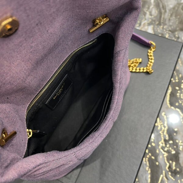 YSSL Puffer Toy Bag Blesched Lilac In Denim For Women 9in/23cm YSL - Image 5