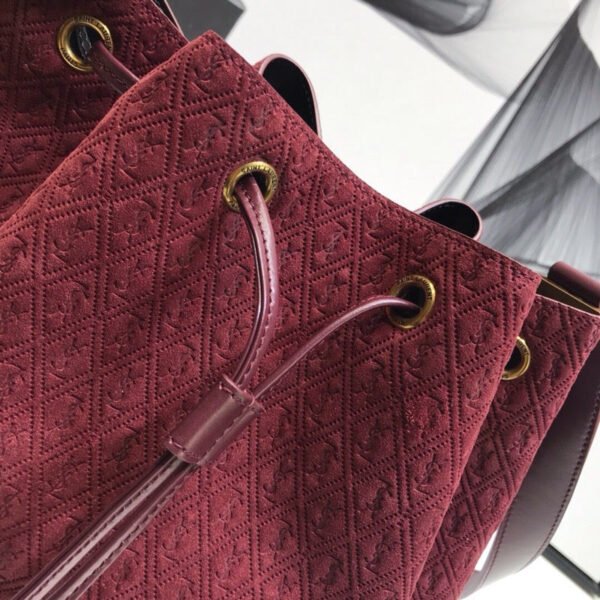 YSSL All-Over Monogram Bucket Bag Burgundy For Women 10.5in/27cm YSL - Image 3