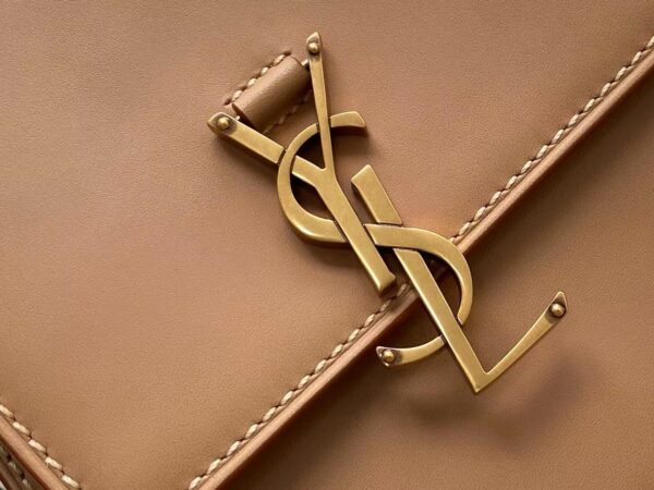 YSSL Kaia North/South Satchel Bag In Vegetable Tanned Brown Material With Gold Hardware For Women 6.6in/18cm YSL 668809BWR6W2725 - Image 5