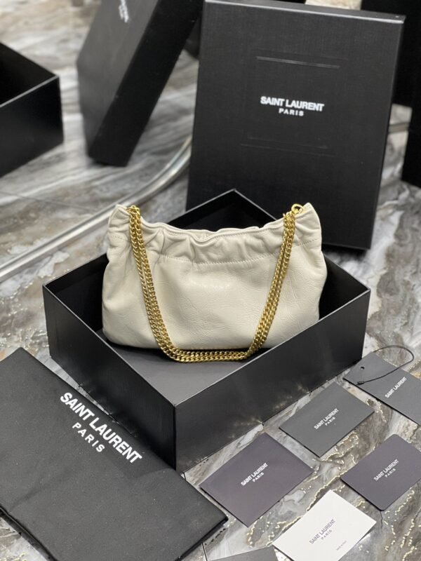 YSSL Hobo Mini Bag White With Bronze Toned Hardware For Women 9.4in/24cm YSl - Image 5