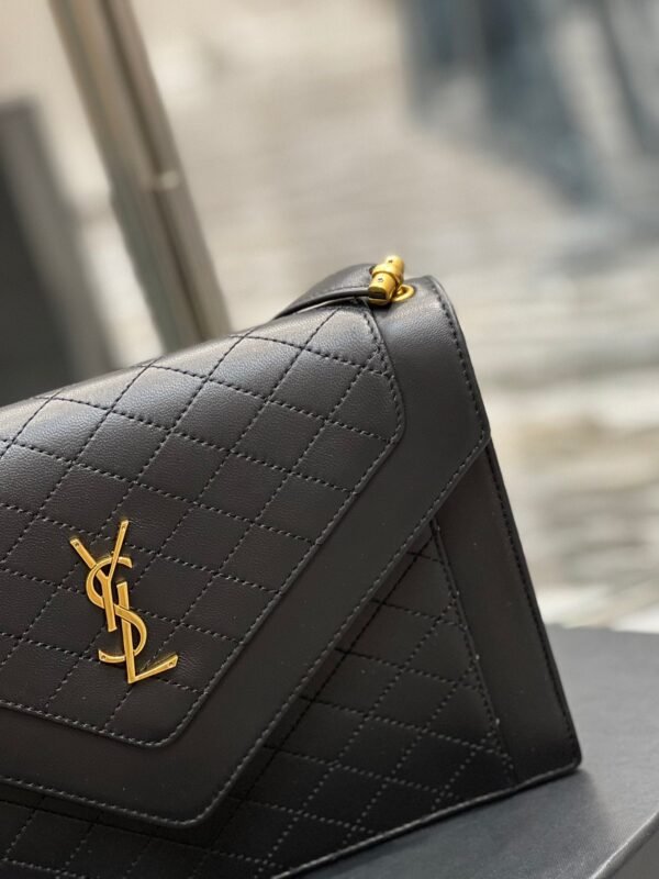 YSSL Gaby Satchel Bag In Black With Gold Toned Hardware For Women 10.2in/26cm 6688631EL071000 - Image 5