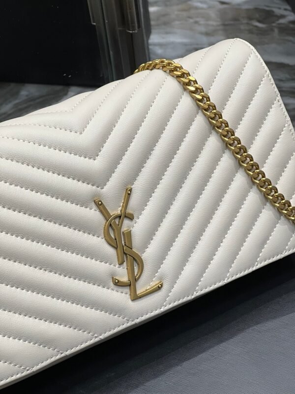 YSSL Kata 99 Chain Bag White With Gold Hardware For Women 10.2in/26cm YSL - Image 5