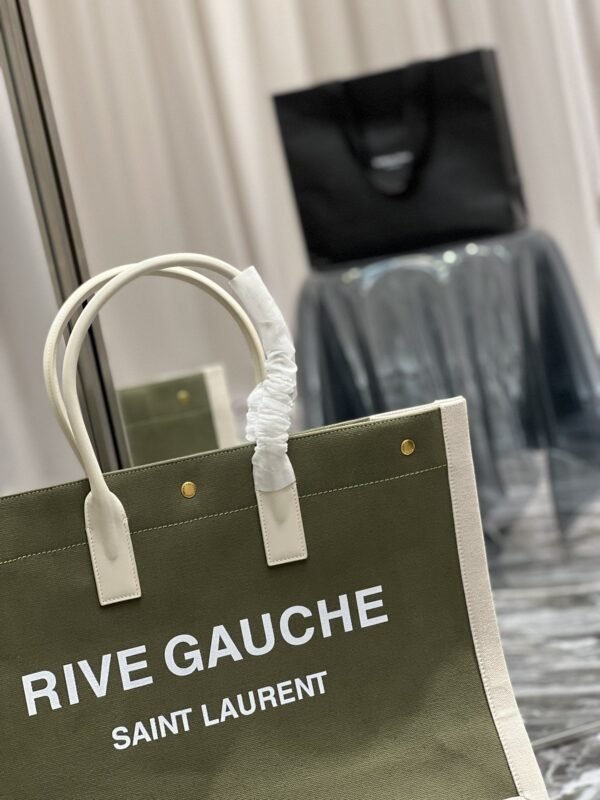 YSSL Rive Gauche Tote Bag In Military Green For Women 18.9in/48cm YSL - Image 5