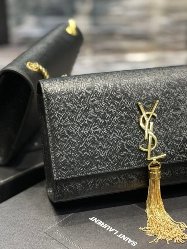 YSSL Kata Medium Chain Bag Black With Tassel For Women 9.4in/24cm YSL 354119BOW0J1000 - Image 5