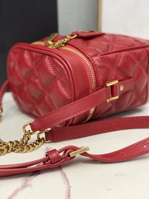 YSSL  Vanity Bag In Carr??-Quilted Grain De Poudre Red For Women 6.4in/16.5cm YSL 649779DME276805 - Image 5