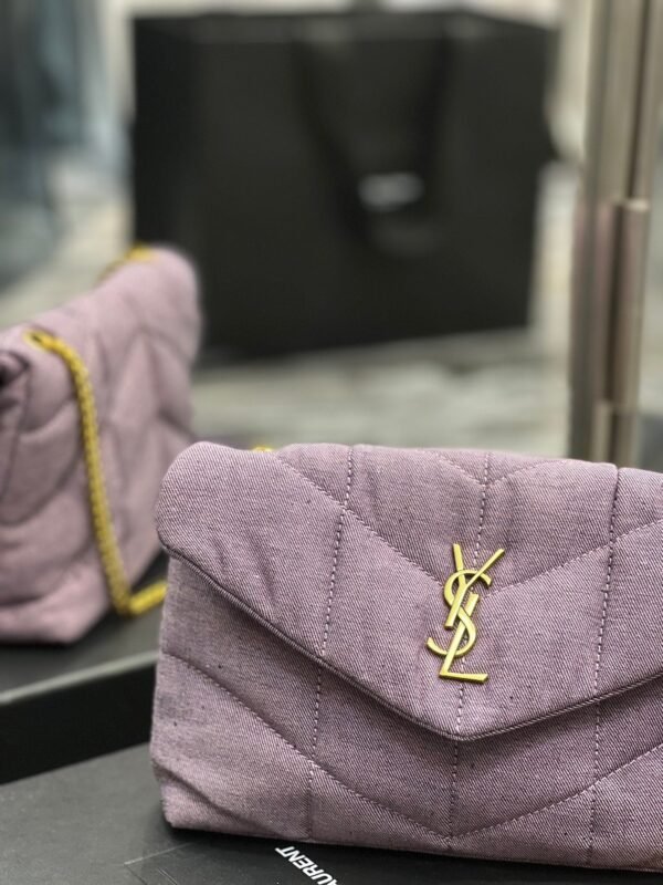 YSSL Puffer Toy Bag Blesched Lilac In Denim For Women 9in/23cm YSL - Image 8