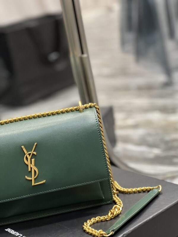 YSSL Sunset Medium Chain Bag For Women 8.6in/22cm Green YSL - Image 6