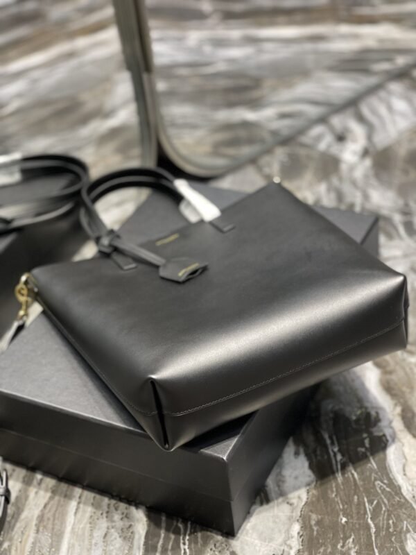 YSSL Shopping Bag Black Toy In Supple For Women 11in/28cm YSL 600307CSV0J1000 - Image 6