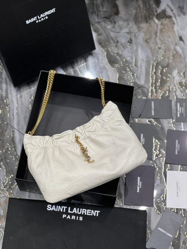 YSSL Hobo Mini Bag White With Bronze Toned Hardware For Women 9.4in/24cm YSl - Image 6