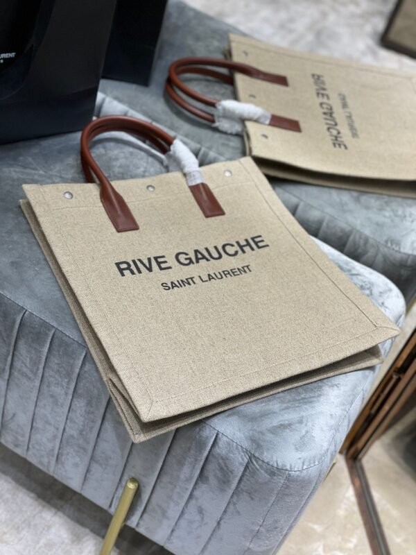 YSSL Rive Gauche North/South Tote Bag In Printed Linen For Women 15.3in/39cm YSL - Image 6