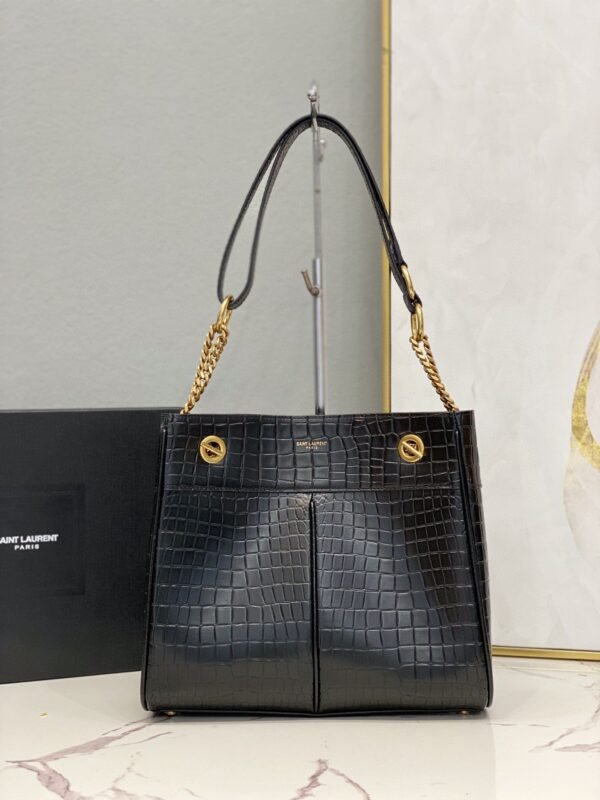 YSSL Claude-Effect Tote Bag Black For Women 11in/28cm YSL 64028116J0W - Image 8