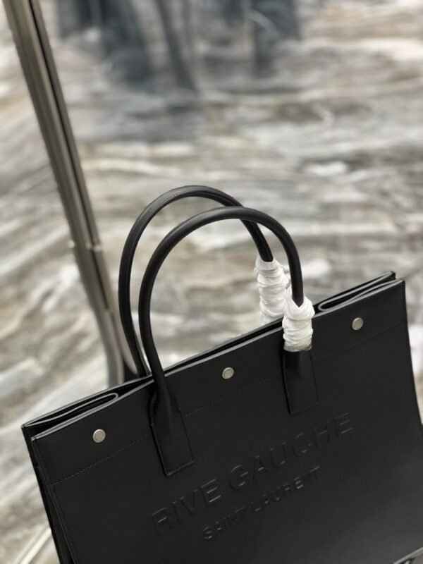YSSL Rive Gauche Small Tote Bag In Black Noir For Women 15.4in/39cm YSL 686266CWTFE1000 - Image 7
