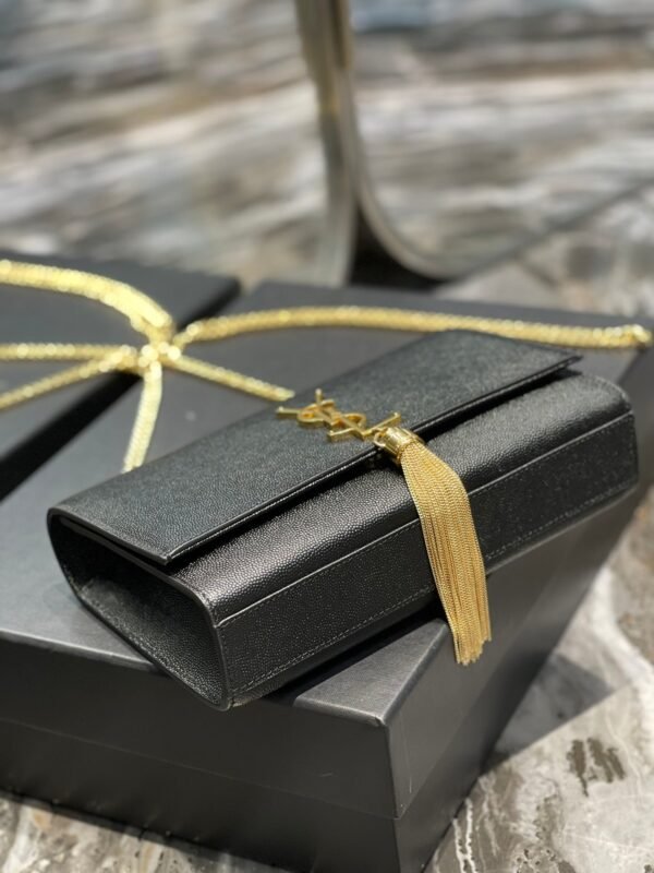 YSSL Kata Medium Chain Bag Black With Tassel For Women 9.4in/24cm YSL 354119BOW0J1000 - Image 7