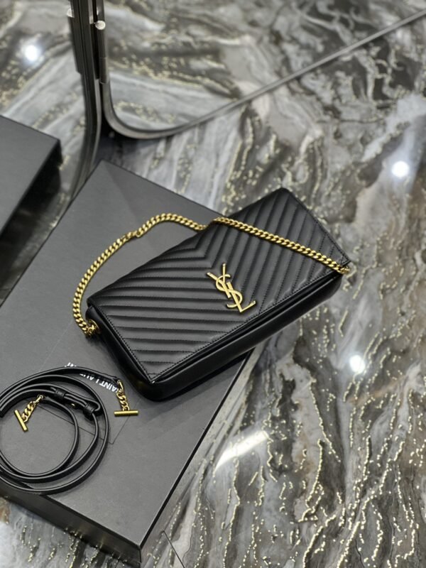 YSSL Kata 99 Chain Bag Black With Gold Hardware For Women 10.2in/26cm YSL - Image 7