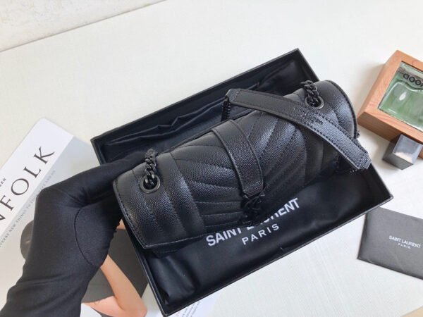 YSSL Envelope Small Bag In Mix Matelass?? Grain De Poudre Black For Women 8.2in/21cm YSL 600195BOW981000 - Image 8