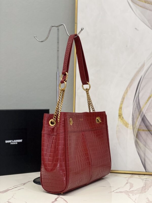 YSSL Claude-Effect Tote Bag Red For Women 11in/28cm YSL 64028116J0W - Image 7