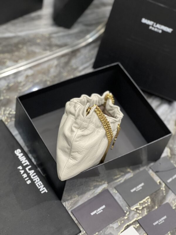 YSSL Hobo Mini Bag White With Bronze Toned Hardware For Women 9.4in/24cm YSl - Image 8