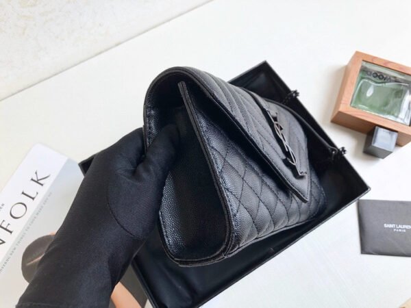YSSL Envelope Small Bag In Mix Matelass?? Grain De Poudre Black For Women 8.2in/21cm YSL 600195BOW981000 - Image 7