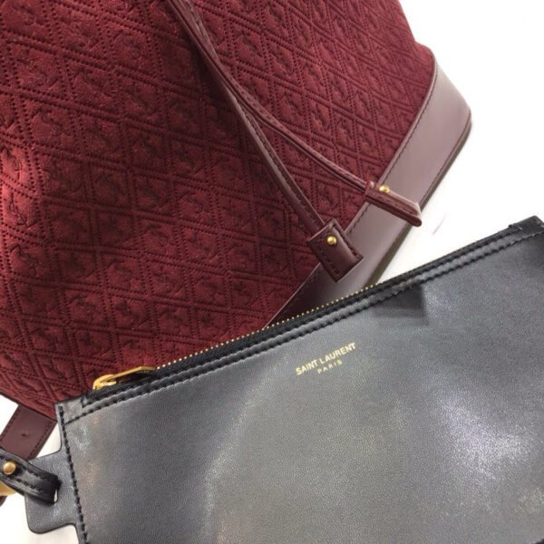 YSSL All-Over Monogram Bucket Bag Burgundy For Women 10.5in/27cm YSL - Image 5