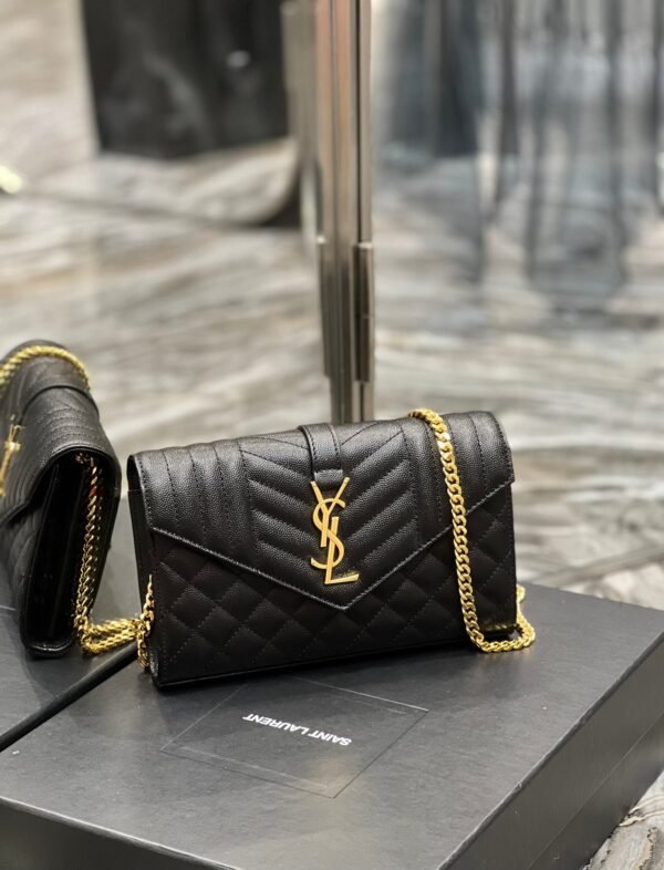 YSSL Envelope Small Chain Bag Black For Women, Women’s Bags 8.6in/22cm YSL - Image 5
