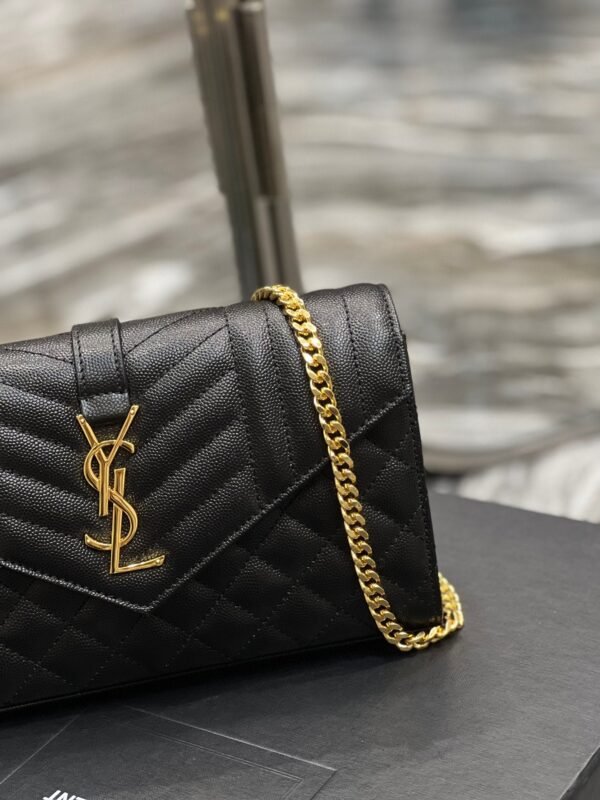 YSSL Envelope Small Chain Bag Black For Women, Women’s Bags 8.6in/22cm YSL - Image 6
