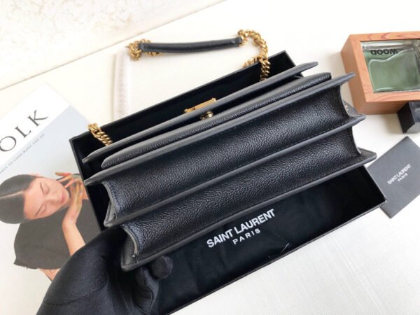 YSSL Sunset Medium Chain Bag Black For Women 8.6in/22cm YSL 442906D420W1000 - Image 7