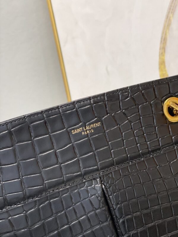 YSSL Claude-Effect Tote Bag Black For Women 11in/28cm YSL 64028116J0W - Image 7