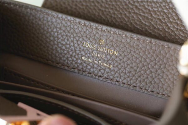 LV Capucines Mini Taurillon Smokey Brown Green/ Creme/ Pink For Women,  Shoulder And Crossbody Bags 21cm/8.3in LV - Image 9