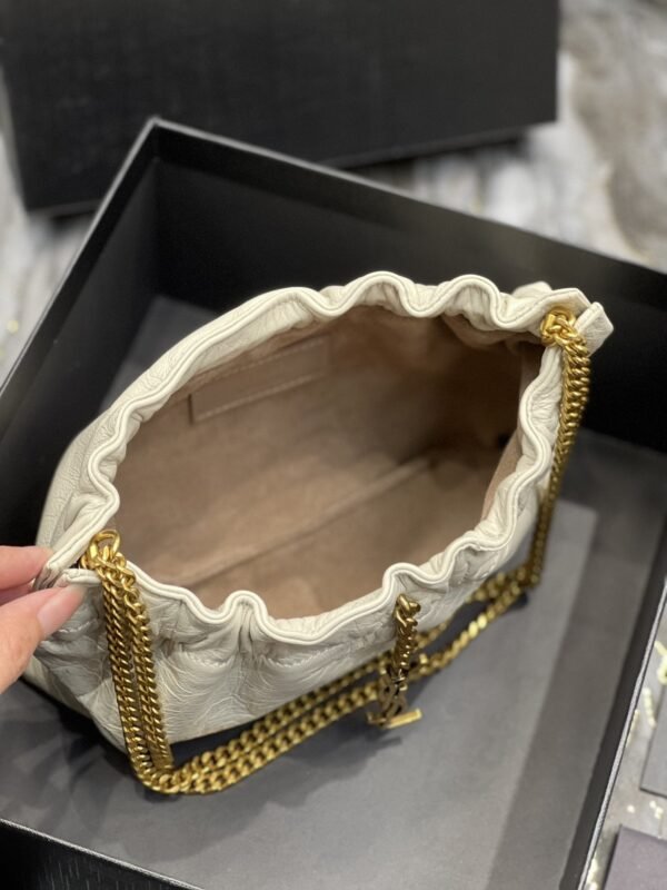 YSSL Hobo Mini Bag White With Bronze Toned Hardware For Women 9.4in/24cm YSl - Image 9