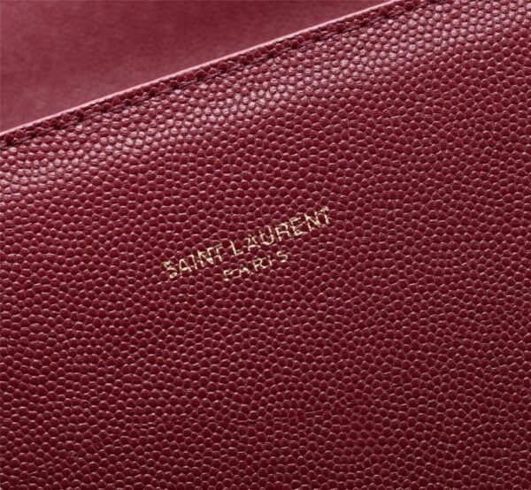 YSSL Cassandra Medium Top Handle Bag In Grain De Poudre Embossed Rouge Legion For Women 9.6in/25cm 578000BOW0W6475 - Image 5