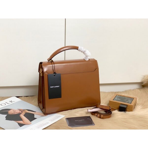 YSSL Cassandra Medium Top Handle Bag In Box And Velvet Brown For Women 9.6in/24.5cm YSL - Image 6