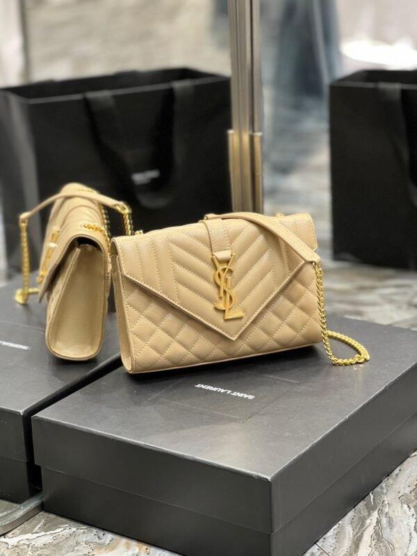 YSSL Small Bag Dark Beige In Mix Matelasse For Women 8.2in/21cm YSL 600195BOW912721 - Image 7