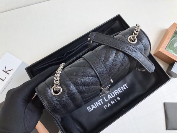 YSSL Envelope Small Bag In Mix Matelass?? Grain De Poudre Black For Women 8.2in/21cm YSL 600195BOW921000 - Image 4