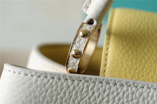 LV Capucines BB Taurillon Creme Beige/ Plume Yellow Berlingot For Women, Women's Bags, Shoulder And Crossbody Bags 10.6in/27cm LV - Image 9