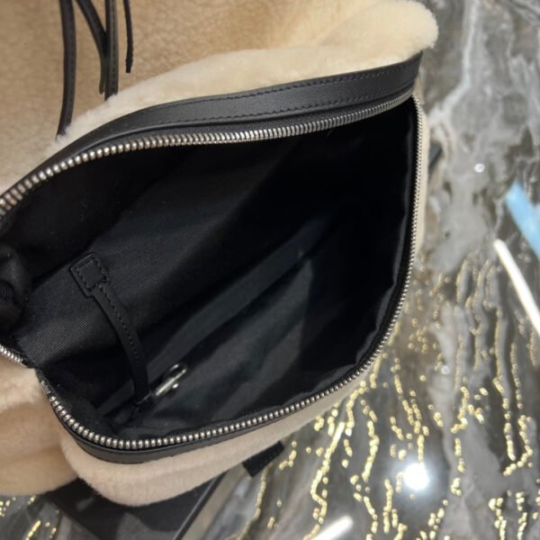 YSSL Fleece Backpack Beige For Women, Women’s Bags 16.1in/41cm YSL - Image 7