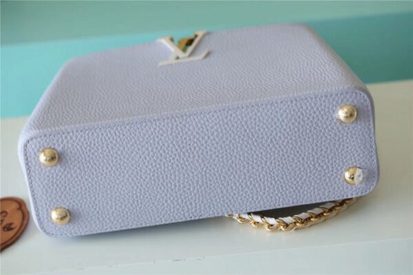 LV Capucines MM Taurillon Light Blue/ Creme For Women,  Shoulder And Crossbody Bags 31.5cm/12.4in LV - Image 4