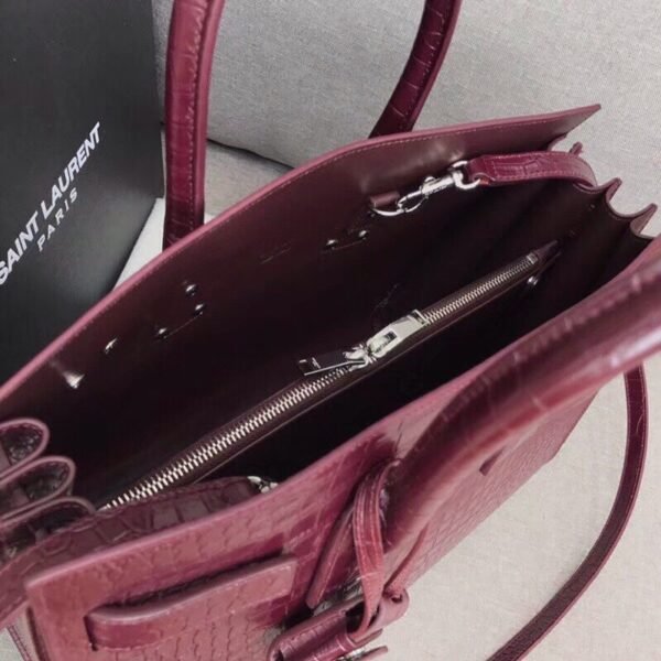 YSSL Sac De Jour Small In Embossed Crocodile Burgundy For Women 12.5in/32cm YSL - Image 6