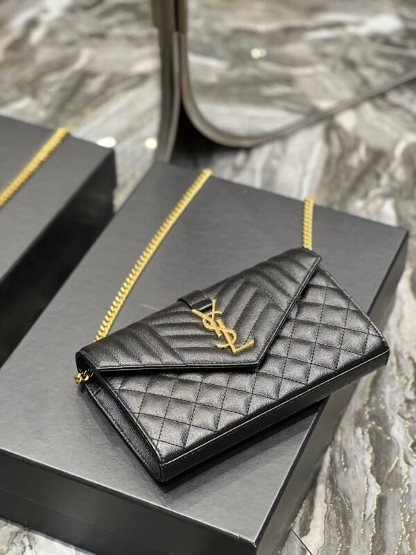 YSSL Envelope Small Chain Bag Black For Women, Women’s Bags 8.6in/22cm YSL - Image 9