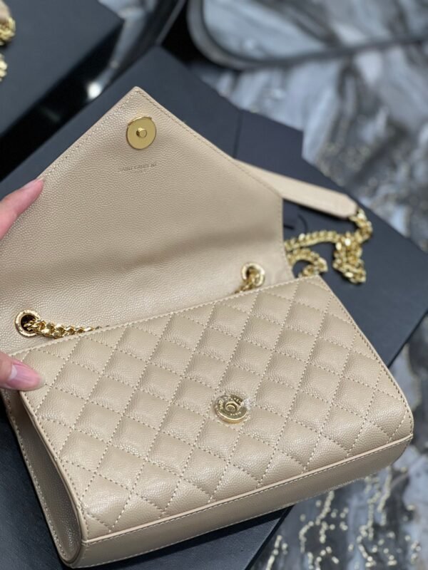 YSSL Small Bag Dark Beige In Mix Matelasse For Women 8.2in/21cm YSL 600195BOW912721 - Image 5