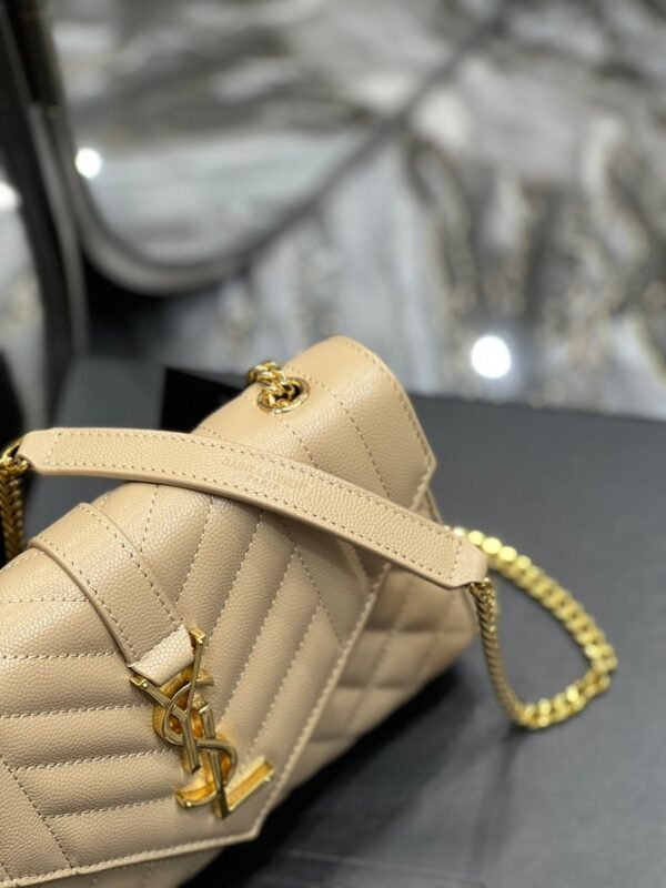 YSSL Small Bag Dark Beige In Mix Matelasse For Women 8.2in/21cm YSL 600195BOW912721 - Image 6